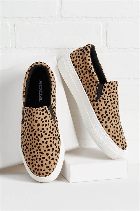 leopard print slip on sneakers.